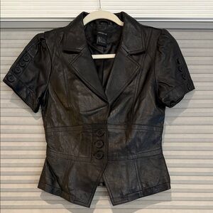 New ArdenB. Women's Black Short Sleeve leather Blazer - size M